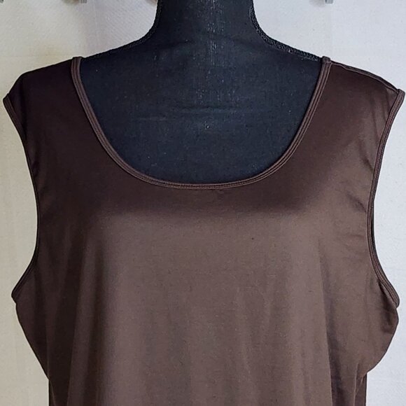 Jillian Nicole Woman Chocolate Brown Nylon Span Wide Strap Soft Tank Cami Sz 2X - Picture 2 of 16
